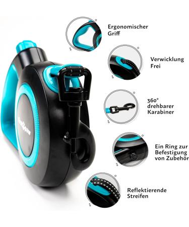 Buy FIRSTPAW 5m Dog Leash for Small & Medium Dogs - Reflective Ergonomic Handle Durable Up to 50kg - Buy Online on GoSupps.com