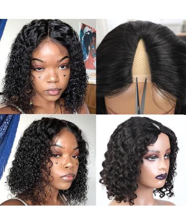 12 FLYBAO V Part Bob Wig Human Hair 10A Water Wave Short Bob Wig 150% Density for Black Women - U Part Curly Wig No Glue - Wet and Wavy Natural Color 12 inch - Buy Online on GoSupps.com