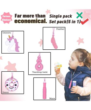 Sensory Chew Necklaces 5PCS - Silicone Chewy Necklace for Autism & ADHD Kids and Adults - Reduce Anxiety & Fidgeting - Special Needs Chewing Tool - Buy Online on GoSupps.com