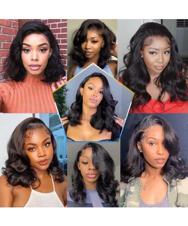 Brennas Short Wavy Human Hair Glueless Wig 12 - Pre Plucked 13x4 HD Lace Front, 150% Density, Side Part Brazilian Loose Body Wave Bob Wig for Black Women - Natural Color - Buy Online on GoSupps.com