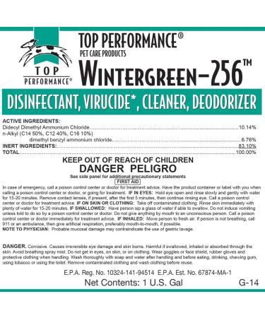 256 Pet Disinfectant Wintergreen 128 fl oz - Powerful Cleaning Solution - Buy Online on GoSupps.com