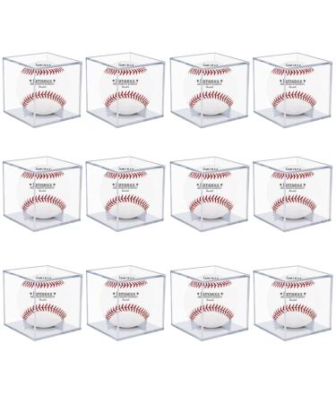 12 Pack UV Protected Acrylic Boxes for Display,Clear Display Case Baseball Cube Memorabilia Showcase Autograph Ball Protector 12Pack-Clear