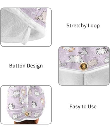 Cute Cat Dry Hair Cap | 2-Piece Quick Dry Towel Set with Button Headband | Super Absorbent & Soft Comfort for Pets - Buy Online on GoSupps.com