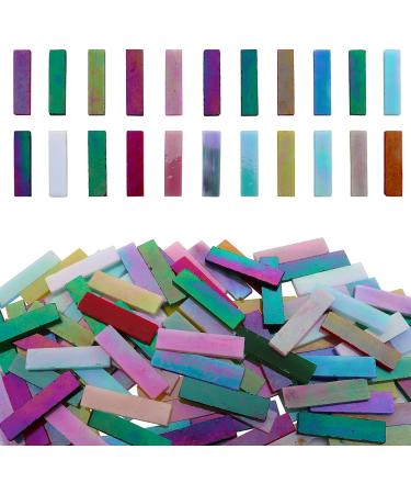 LITMIND 1.6x0.4 Rectangular Iridescent Glass Mosaic Tiles - 8oz Iridescent Mix for DIY Crafts - Mixed Colors Stained Glass Strips and Mosaic Making Supplies for Adults - Buy Online on GoSupps.com
