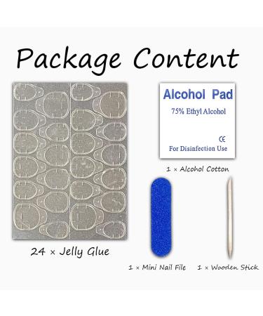 24Pcs Glitter Short Square Fake Press on Nails - Glossy Full Cover Stick on Nails - Buy Online on GoSupps.com