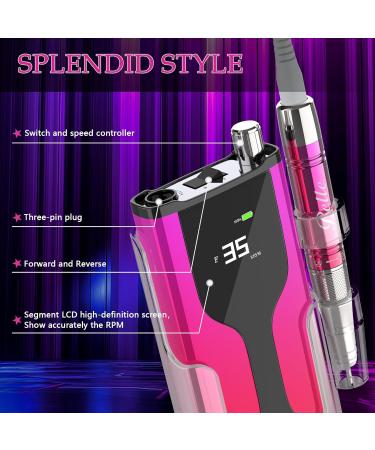 Rechargeable Belle Professional Nail Drill Machine 35000 RPM for Acrylic Nails 6 Bits, Brushless Motor, Manicure/Pedicure E File - Rose Pink - Buy Online on GoSupps.com