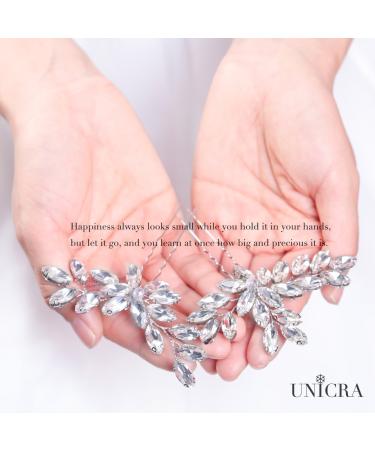 Venusvi Bride Wedding Crystal Hair Pins - Pack of 2, Silver Rhinestone Bridal Hair Accessories for Women and Girls - Buy Online on GoSupps.com