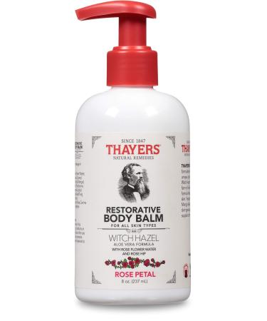 THAYERS Rose Petal Restorative Body Balm, Moisturizing Body Lotion, 8 Oz