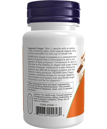 NOW Dairy Digest Complete - 90 Veg Capsules | Digests Lactose, Dairy Proteins, and Fats - Dairy Tolerance Enzymes - Buy Online on GoSupps.com