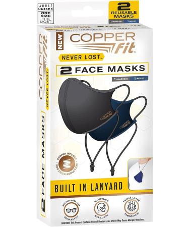 Copper Fit Unisex Never Lost Face Masks - 2 Pack | Anti-Microbial Fabric - Buy Online on GoSupps.com