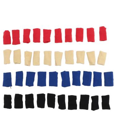 GLOGLOW Finger Sleeves Elastic Nylon Sports Joint Protector Daily Fitness Activities Finger Relief Soft Breathable Sweat Absorption Sleeves for Basketball Tennis (Red Blue Red Blue Black Beige