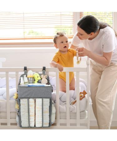 Changing Table Diaper Organizer - Baby Hanging Diaper Stacker Nursery Caddy Organizer for Cribs Playard Baby Essentials Storage (Gray) Grey - Buy Online on GoSupps.com