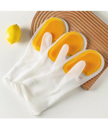 KKRAUS Silicone Cleaning Gloves Reusable Rubber Gloves Kitchen 3 Pairs Dishwashing Gloves with Brush Washing Household Gloves A Orange - Buy Online on GoSupps.com