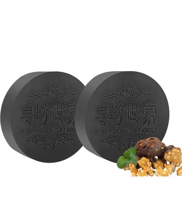 2PCS Solid Shampoo Bar, Multiflorum Shampoo, Hair Darkening Shampoo, Repair Dry Damaged Hair