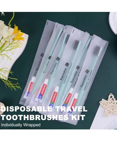 Buy Disposable Toothbrushes with Toothpaste - Bulk Pack of 200 Individually Wrapped Travel Kits for Hotels Charities & More - Buy Online on GoSupps.com