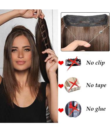 Hair Extensions Invisible Wire Hair Extensions Straight Synthetic Clip in Heat Resistant Hairpiece Natural Straight Hair Extensions for Women Hair Pieces(SQ66 6H613 22inches) 22inches SQ66 6H613 - Buy Online on GoSupps.com
