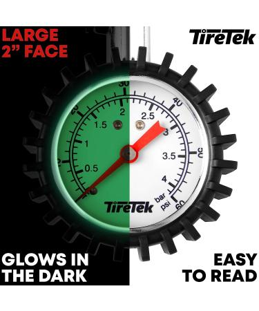 TireTek Mountain Bike Presta Tire Pressure Gauge - 60 PSI with Glow Dial, Interchangeable Valve, Storage Pouch - Buy Online on GoSupps.com