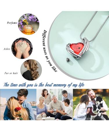 VCCWYQK Cremation Jewelry Crystal Heart Necklace for Ashes Urn Necklace Keepsake for Urn for Memorial Jewelry Red - Buy Online on GoSupps.com