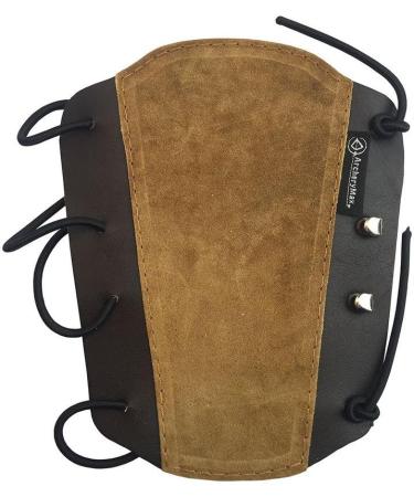 ArcheryMax Brown Leather Arm Guard - Black | Non-Ventilated for Ultimate Protection - Buy Online on GoSupps.com