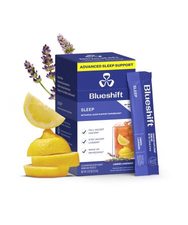 Blueshift Sleep Aid Powder for Adults Lemon Lavender | 3 mg Melatonin, 5 HTP, Taurine & Glycine | Stick Pack Drink Mix Zero Sugar, 5 Cal | Deep REM & Next Day Refresh | Sleep 10 ct