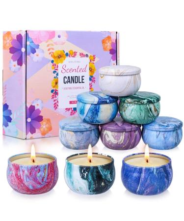 Scented Candles Gifts Set for Women, 9 Pack Aromatherapy Candles Pack Soy Wax with Essential Oil Include Lavender, Jasmine and Vanilla for Bridesmaid, Valentine's Day, Birthday, Spa, Bath, Yoga Floral