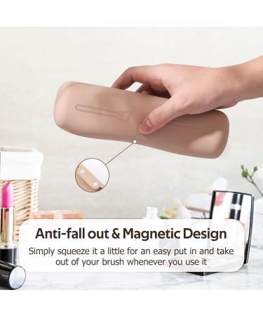 Travel Makeup Brush Holder - Magnetic Silicone Organizer | Portable & Easy-to-Clean Storage Box (Brown) - Buy PB-01 Online - Buy Online on GoSupps.com