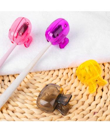 Fowecelt Toothbrush Covers - 4Pcs Head Cap for Traveling, Family, Camping - Yellow - Buy Online on GoSupps.com