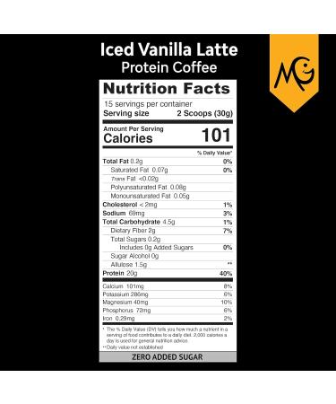 MariGold High Protein Coffee - Iced Vanilla Latte | 20g Grass-Fed Whey Protein Isolate | Energy Boost & Workout Fuel | Non-GMO 1 Net Carb 15 Servings - Buy Online on GoSupps.com