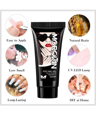 Morovan Poly Gel Nail Builder - 60ml Clear Nail Extension Gel for Trendy DIY Nail Art at Home - Buy Online on GoSupps.com