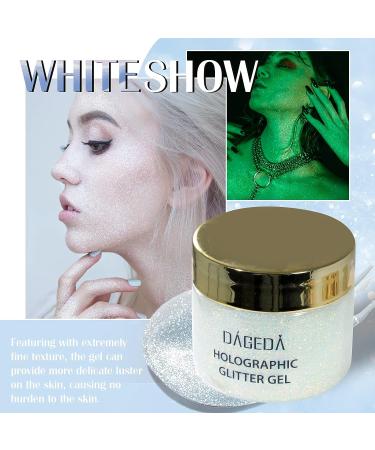 DAGEDA Glow in The Dark Body Glitter Gel - Holographic Makeup for Face and Body, Luminous Neon Rave Accessories - 50g (Pearl White) - Buy Online on GoSupps.com