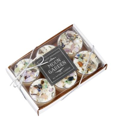 Moon Garden Candle by New Moon Beginnings - Soy Candle - All Natural Aromatherapy Crystal Candles - Intention Candle - Manifestation Candle - Set of 6 Tealights