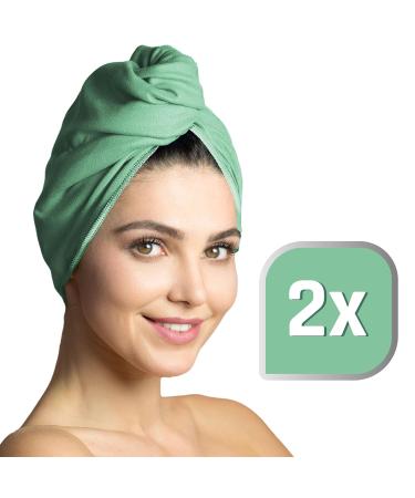 Haarurban Microfiber Turban Towel Set - Strong Suction Quick Drying - 2 Pieces (Mint) - Best Hair Towel for Effortless Drying - Buy Online on GoSupps.com
