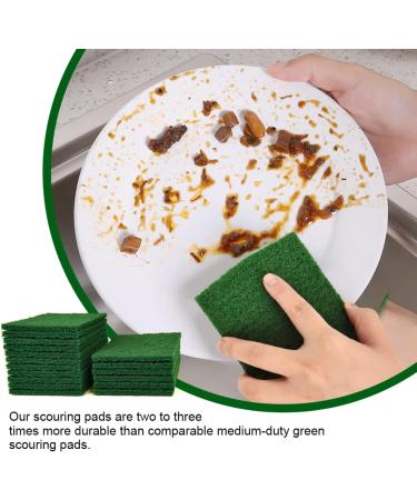 YoleShy 80 PCS Green Scouring Pads 4.5 x 6 Inch - Reusable Household Scrubbers for Dishes & Metal Grills - Buy Online on GoSupps.com