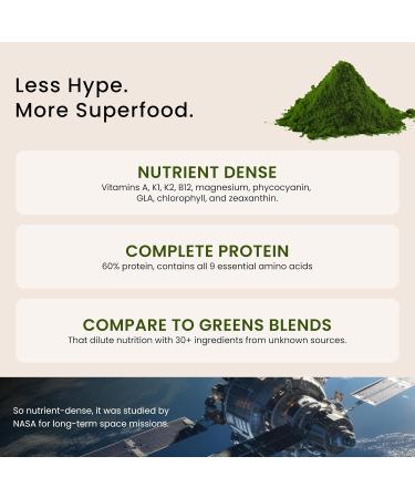 Nutrex Hawaii Pure Hawaiian Spirulina Powder - Vegan Superfood Farm Grown Non-GMO Immune Support & Cellular Energy 90 Day Supply 9.53 Oz 9.53 Ounce (Pack of 1) - Buy Online on GoSupps.com