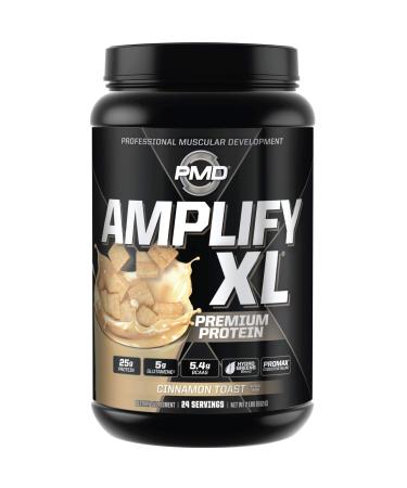 PMD Sports Amplify XL Premium Whey Protein Supplement Hydro Greens Blend - Glutamine and Whey Protein Matrix with Superfood for Muscle, Strength and Recovery - Cinnamon Toast (24 Servings) 2 Pound (Pack of 1) Cinnamon Toast