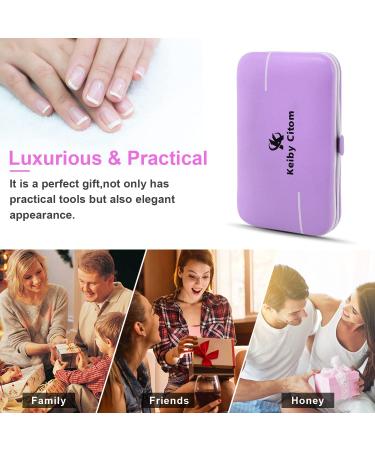 10pcs Professional Stainless Steel Manicure Pedicure Set for Travel - Violet - Buy Online on GoSupps.com