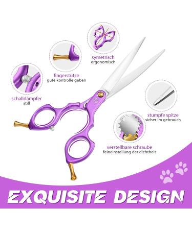 Professional Purple Dragon 6.5 inch Dog Grooming Scissors | Ultra-Light Aluminum Handle & JP 440C Steel for Dogs & Cats | Ideal for Hairdressers & Beginners - Buy Online on GoSupps.com