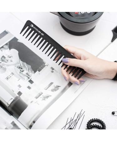 HYOUJIN 601 Black Carbon Wide Tooth Detangling Comb - Heat Resistant - Ideal for Long, Wet, Straighten, Curly Hair - Cutting Set - Buy Online on GoSupps.com