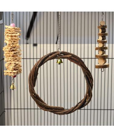 LIMIO 7 PCS Bird Parrot Swing Chewing Toys - Natural Wood Perch and Cage Toys for Small Parakeets, Cockatiels, Conures, Finches, Budgies, Parrots, Love Birds - Buy Online on GoSupps.com