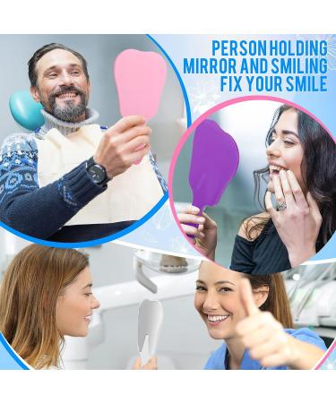 6-Piece Tooth Shaped Handheld Mirrors - Cute Plastic Makeup Mirrors for Dental Decor & Salon Use - Buy Online on GoSupps.com