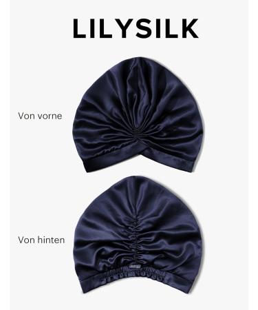 Shop Lilysilk 100% Mulberry Silk Sleeping Cap | 19 Momme Dark Blue Bonnet for Curly Hair - Women's Night Sleep Headgear with Elastic Ribbon - Buy Online on GoSupps.com