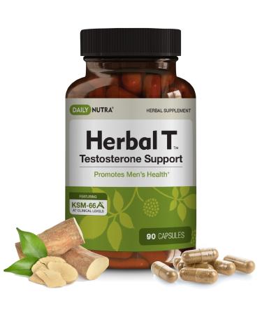 Herbal T Men s Health Formula by DailyNutra: Supplement for Endurance Vitality & Healthy Aging - with KSM-66 Ashwagandha Tongkat Ali Tribulus Eleuthero & Horny Goat Weed (90 Capsules) 90 Count (Pack of 1)