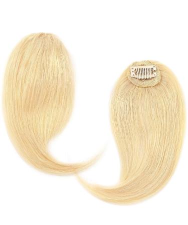 Bangs 2PCS Human Hair Clip on Bangs with Mid Part One/Two Sides Bangs Remy Hair in Extenssion French Invisible Fringe for Women Curved Bangs for Daily Wear (Color : #613 Size : 6 months) 6 months #613