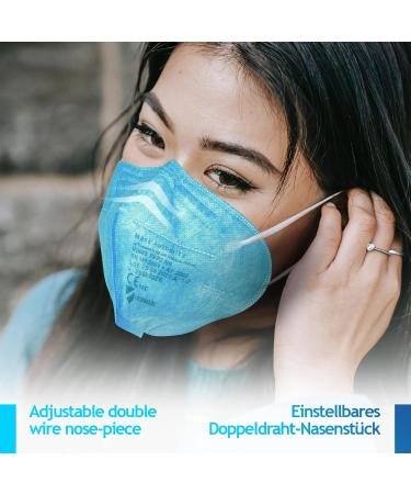 Virshields FFP2 Mundsprung Mask - PFE 94% VFE 99.99% EN 149 Certified 5 Layers Bulk Options 10-2000 Pieces EU Made Breathable Protective Half Mask Blue - Order Now! - Buy Online on GoSupps.com