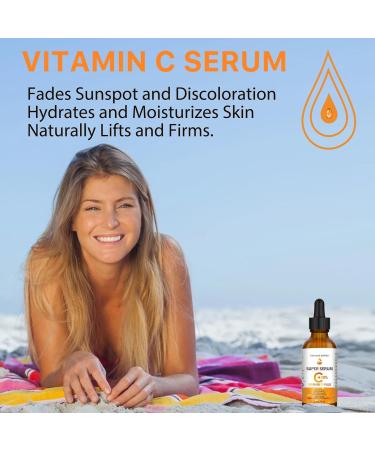 Vitamin C Face Serum | Anti-Aging Super Serum with Hyaluronic Acid Vitamin E | Brightens Dark Spots & Evens Skin Tone - Buy Online on GoSupps.com