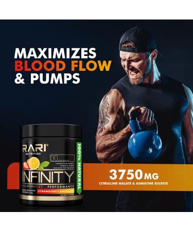 RARI Nutrition - Infinity Pre Workout Powder - Natural Preworkout Energy Supplement for Men and Women - Keto and Vegan Friendly - No Creatine - 30 Servings - (Strawberry Lemonade) - Buy Online on GoSupps.com