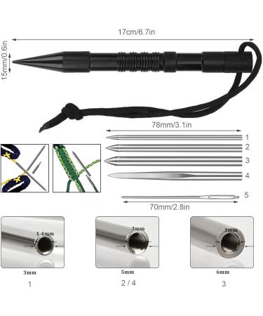 Muye 7 Pack Marlin Spike Paracord Stitching Kit | Lacing Needles & Smoothing Tool | Ideal for Leather Weaving & Paracord Bracelet | Storage Case Included - Buy Online on GoSupps.com