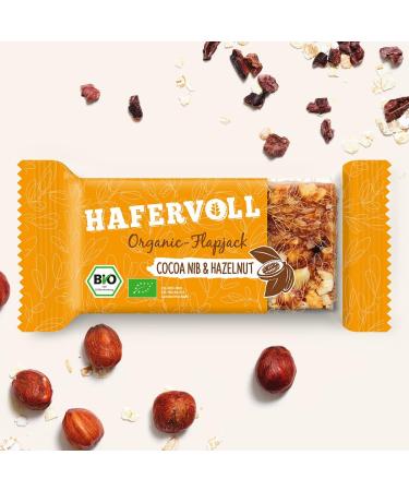 Organic Flapjack Cereal Bars with Cacao Nib & Hazelnut - Sugar-Free Honey Sweetened 18x60g - Certified Organic Oats for International Shipping - Buy Online on GoSupps.com