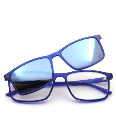 Corpootto Unisex Clip-On Reading Glasses Blue Lenses Mirror M
