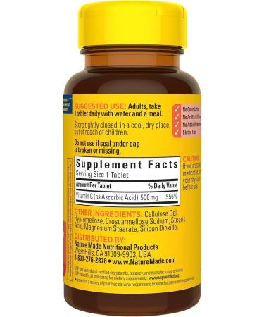 Nature Made Vitamin C 500 mg Caplets 100 Count to Help Support The Immune System (Pack of 3) - Buy Online on GoSupps.com